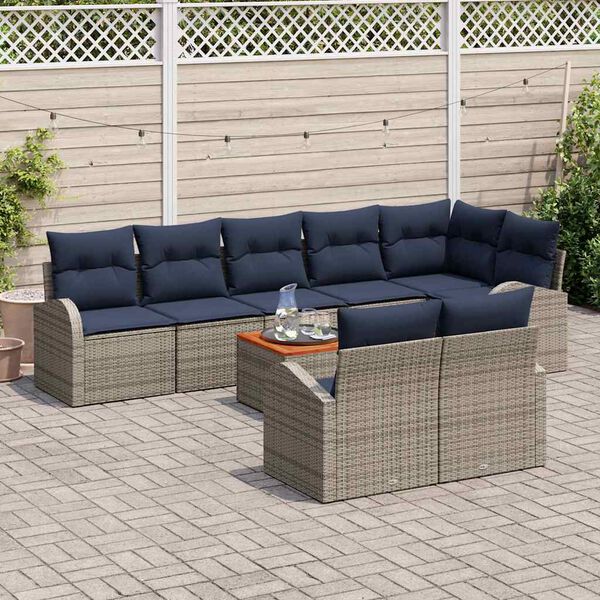 vidaXL Ensemble de canapé de jardin 9 pcs Gris Poly rotin