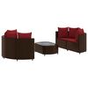 vidaXL Salon de jardin avec coussins 5 pcs marron r&eacute;sine tress&eacute;e