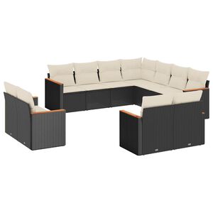 vidaXL Salon de jardin 11 pcs avec coussins noir r&eacute;sine tress&eacute;e