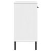 vidaXL Armoire console avec pieds en m&eacute;tal Blanc Bois pin massif OSLO