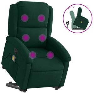 vidaXL Fauteuil inclinable de massage vert fonc&eacute; velours