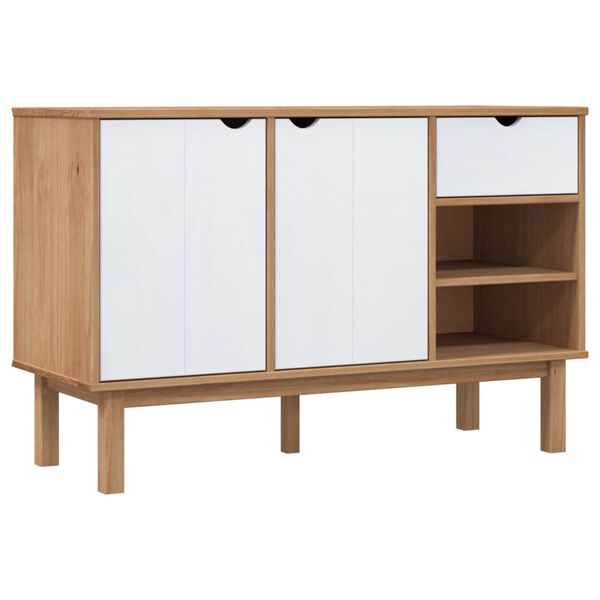 vidaXL Buffet OTTA Marron et blanc 114x43x73,5 cm Bois massif pin