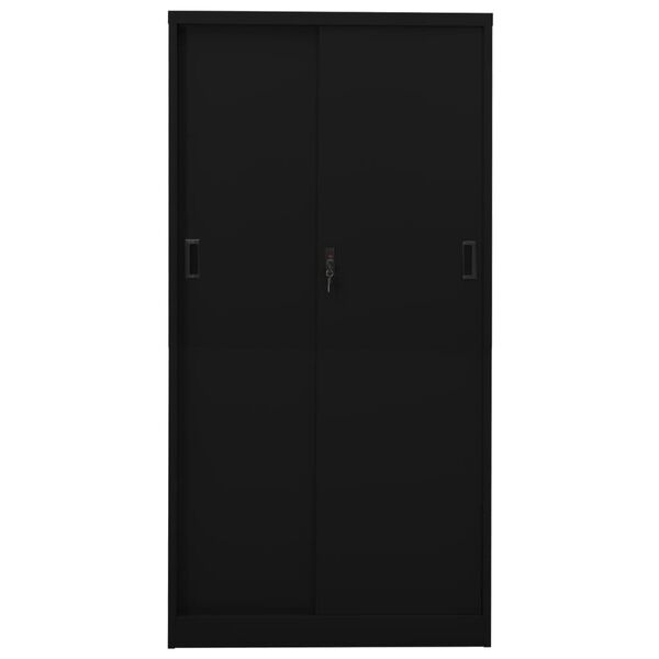 vidaXL Armoire de bureau avec porte coulissante Noir 90x40x180cm Acier