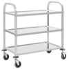vidaXL Chariot de cuisine &agrave; 3 niveaux 96,5x55x90 cm Acier inoxydable