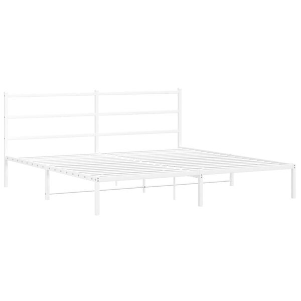 vidaXL Cadre de lit m&eacute;tal sans matelas et t&ecirc;te de lit blanc 193x203 cm