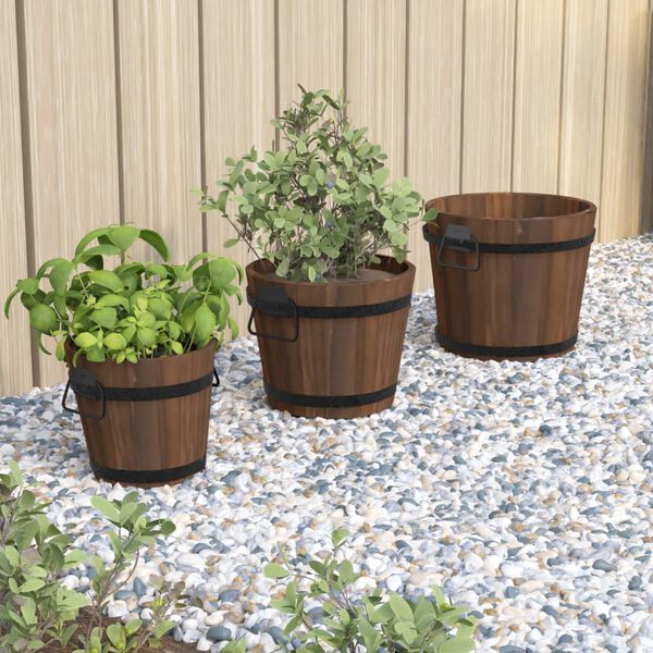 vidaXL Ensemble de jardini&egrave;re godet 3 pcs bois massif de sapin