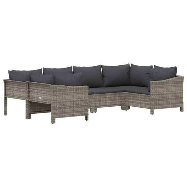 vidaXL Salon de jardin 6 pcs avec coussins Gris Résine tressée