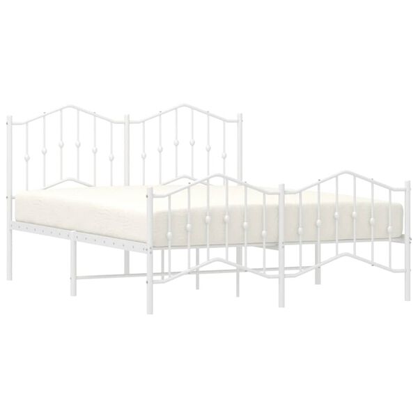 vidaXL Cadre de lit métal sans matelas et pied de lit blanc 150x200 cm