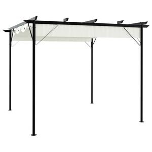vidaXL Pergola avec toit r&eacute;tractable Blanc cr&egrave;me 3 x 3 m Acier