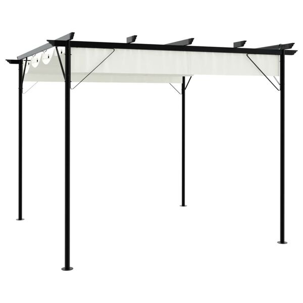 vidaXL Pergola avec toit r&eacute;tractable Blanc cr&egrave;me 3 x 3 m Acier
