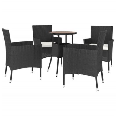 vidaXL Ensemble de bistro de jardin 5 pcs coussins noir poly rotin