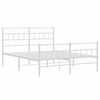 vidaXL Cadre de lit m&eacute;tal sans matelas et pied de lit blanc 135x190 cm