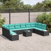 vidaXL Ensemble de canap&eacute; de jardin avec coussin 11 pcs Noir polyrotin