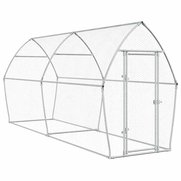 vidaXL Cage pour poules argent&eacute; 400x105x182 cm acier galvanis&eacute;