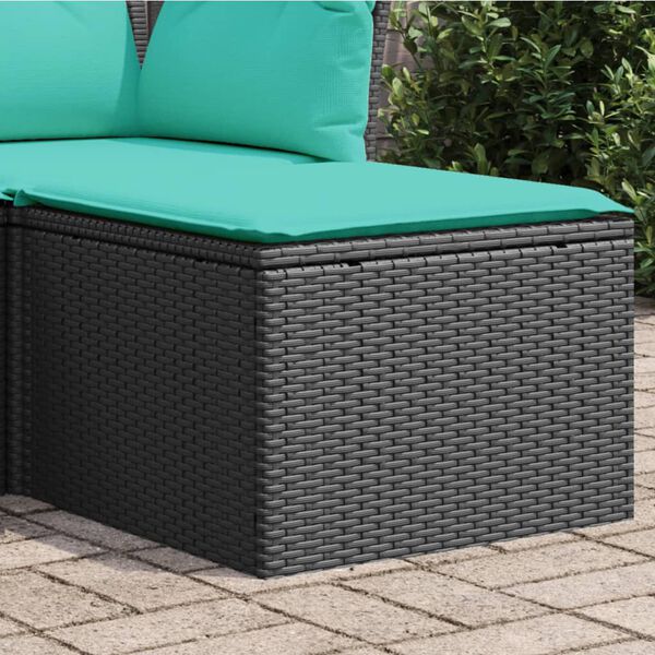 vidaXL Tabouret de jardin avec coussin noir 55x55x37 cm r&eacute;sine tress&eacute;e