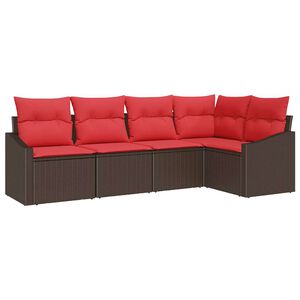 vidaXL Ensemble de Canapés avec coussin 5 pcs Marron polyrotin