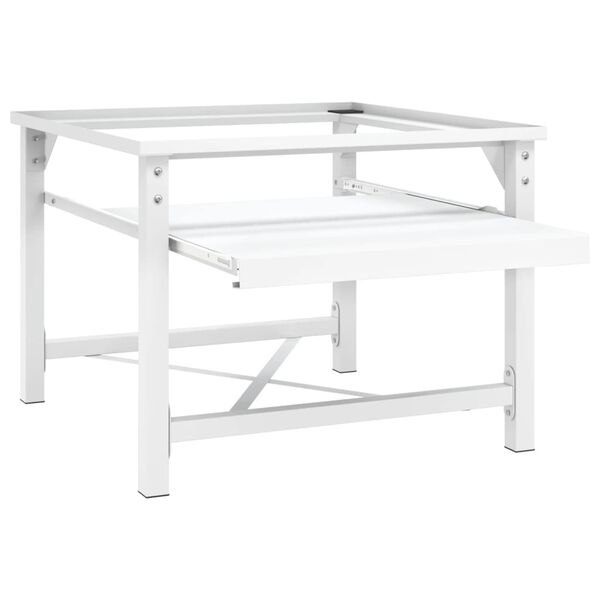 vidaXL Socle de machine à laver avec étagère coulissante blanc