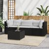 vidaXL Salon de jardin 4 pcs avec coussins Noir R&eacute;sine tress&eacute;e