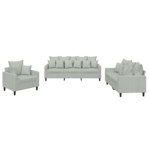 vidaXL Ensemble de canap&eacute;s 3 pcs avec coussins Gris clair Velours