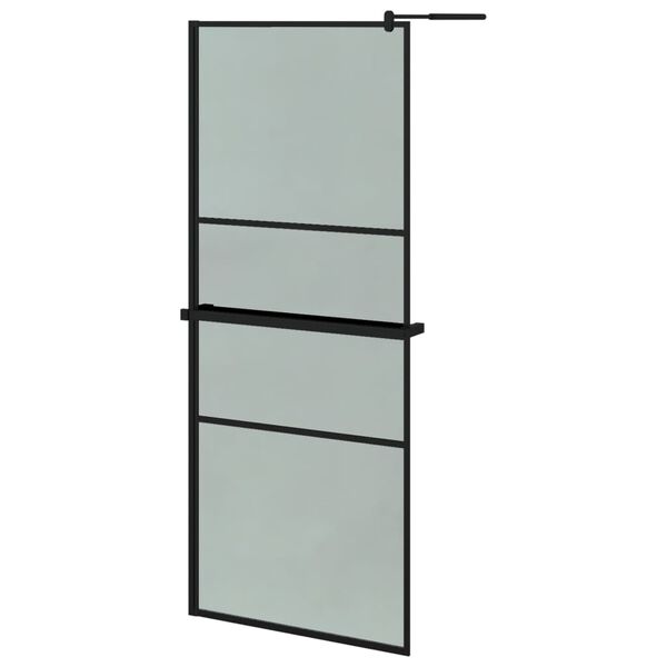 vidaXL Paroi de douche avec étagère Noir 80x195 cm Verre ESG&Aluminium