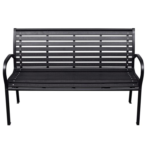 vidaXL Banc de jardin Noir 116 cm Acier et WPC
