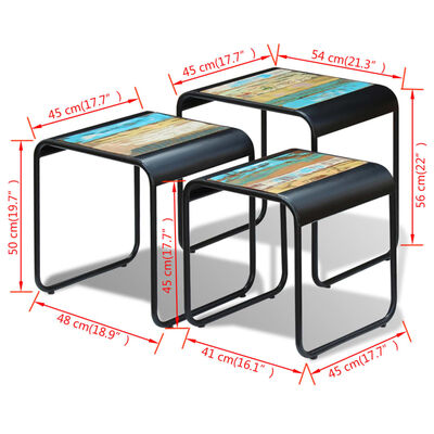 vidaXL Tables gigognes 3 pcs Bois de récupération massif