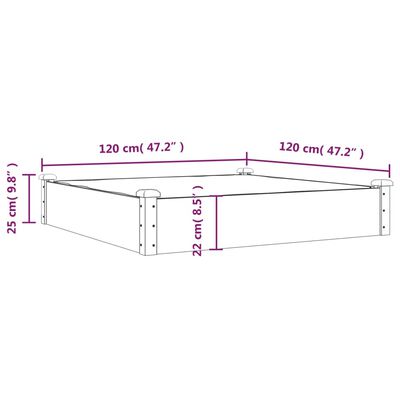 vidaXL Lit surélevé de jardin doublure 120x120x25 cm bois massif sapin