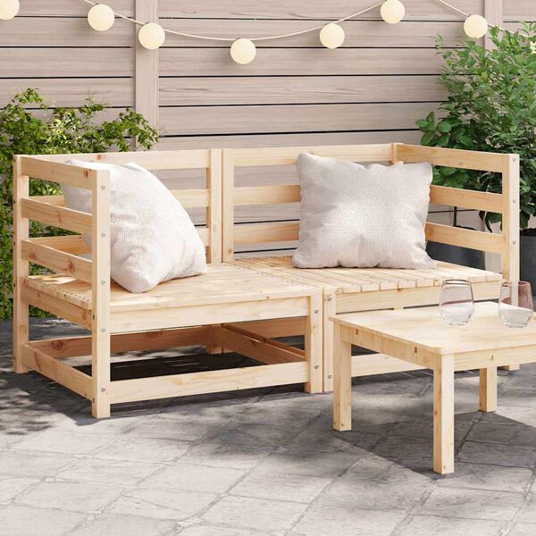 vidaXL Canap&eacute;s d'angle de jardin 2 pcs 70x70x67 cm bois de pin massif