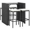 vidaXL Ensemble de bar de jardin 5 pcs avec coussins noir poly rotin