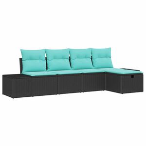 vidaXL Ensemble de canap&eacute; de jardin avec coussin 5 pcs Noir polyrotin