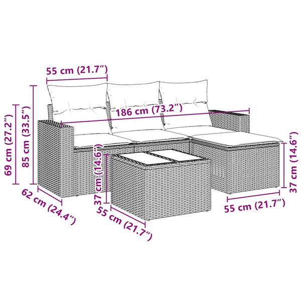 vidaXL Salon de jardin 5 pcs avec coussins noir r&eacute;sine tress&eacute;e