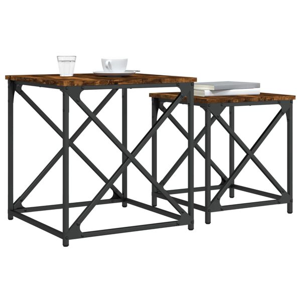 vidaXL Tables basses gigognes 2 pcs chêne fumé bois d'ingénierie