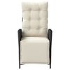 vidaXL Chaise inclinable de jardin et repose-pied noir r&eacute;sine tress&eacute;e