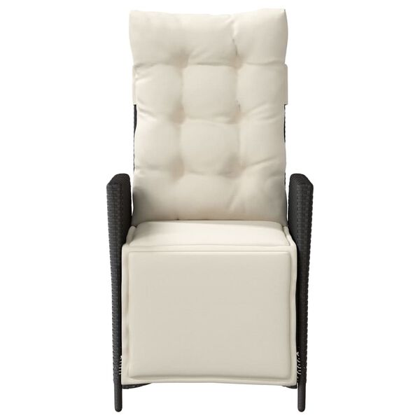vidaXL Chaise inclinable de jardin et repose-pied noir r&eacute;sine tress&eacute;e