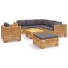 vidaXL Salon de jardin 8 pcs avec coussins Bois de teck solide