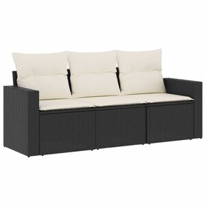 vidaXL Salon de jardin 3 pcs avec coussins noir r&eacute;sine tress&eacute;e