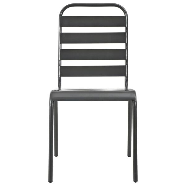 vidaXL Chaises d'extérieur lot de 4 Design à lattes Acier Gris foncé