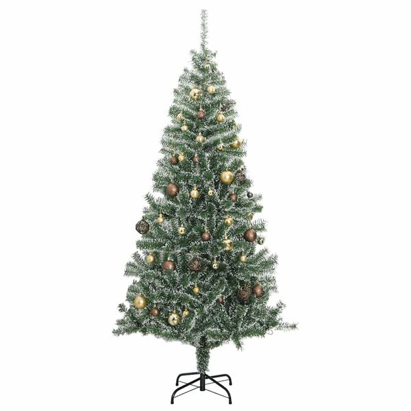 vidaXL Sapin de No&euml;l artificiel 300 LED&boules&neige floqu&eacute;e 210 cm
