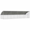 vidaXL Cage &agrave; poules 4 pcs Argent&eacute; 800 x 200 x 200 cm Acier galvanis&eacute;