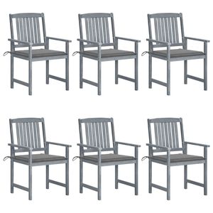 vidaXL Chaises de jardin et coussins lot de 6 Bois acacia massif Gris