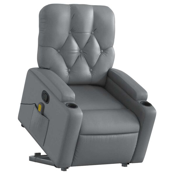 vidaXL Fauteuil inclinable de massage gris similicuir