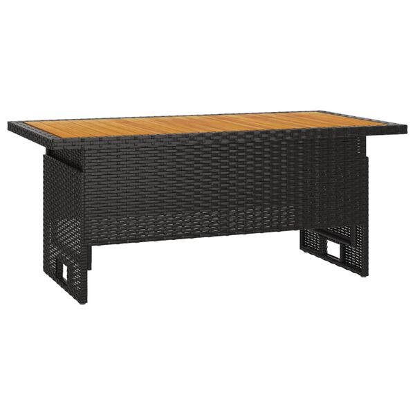 vidaXL Table de jardin noir 100x50x43/63 cm acacia et r&eacute;sine tress&eacute;e