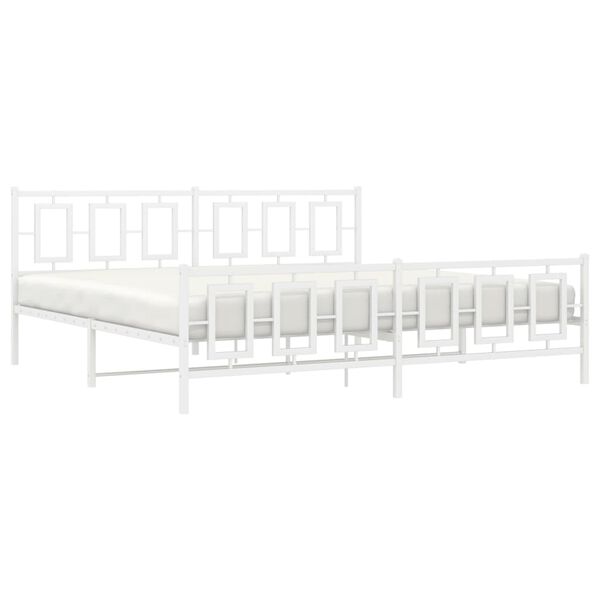 vidaXL Cadre de lit m&eacute;tal sans matelas et pied de lit blanc 193x203 cm