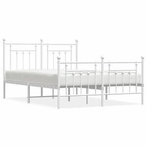 vidaXL Cadre de lit m&eacute;tal sans matelas et pied de lit blanc 150x200 cm