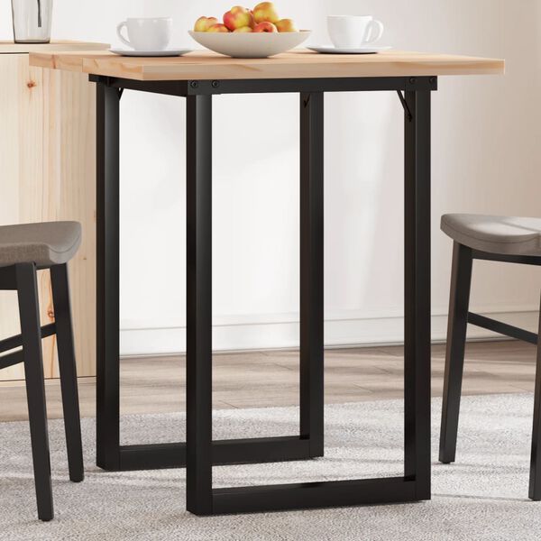 vidaXL Table à manger cadre en O 70x70x75,5cm bois de pin massif acier
