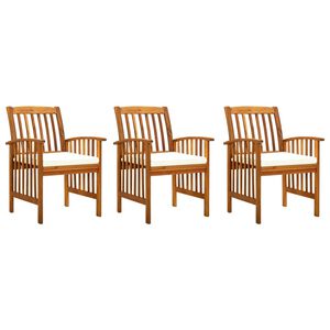 vidaXL Chaises &agrave; manger de jardin lot de 3 et coussins Bois d'acacia