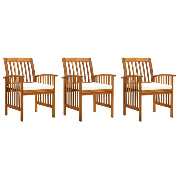 vidaXL Chaises &agrave; manger de jardin lot de 3 et coussins Bois d'acacia
