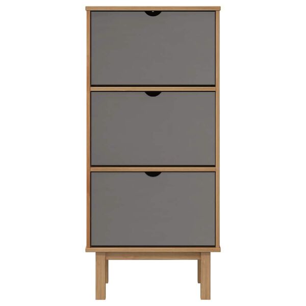 vidaXL Armoire à chaussures OTTA et 3 tiroirs Marron et gris Bois pin