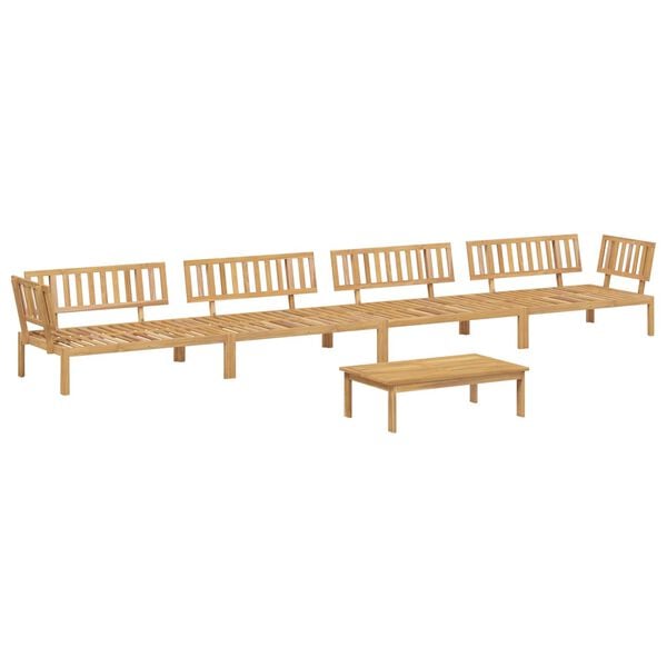 vidaXL Ensemble de Canap&eacute;s Uni 5 pcs Cr&egrave;me Bois d'Acacia Massif