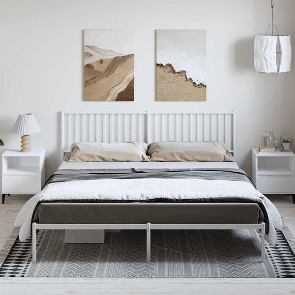 vidaXL Cadre de lit métal sans matelas et tête de lit blanc 183x213 cm